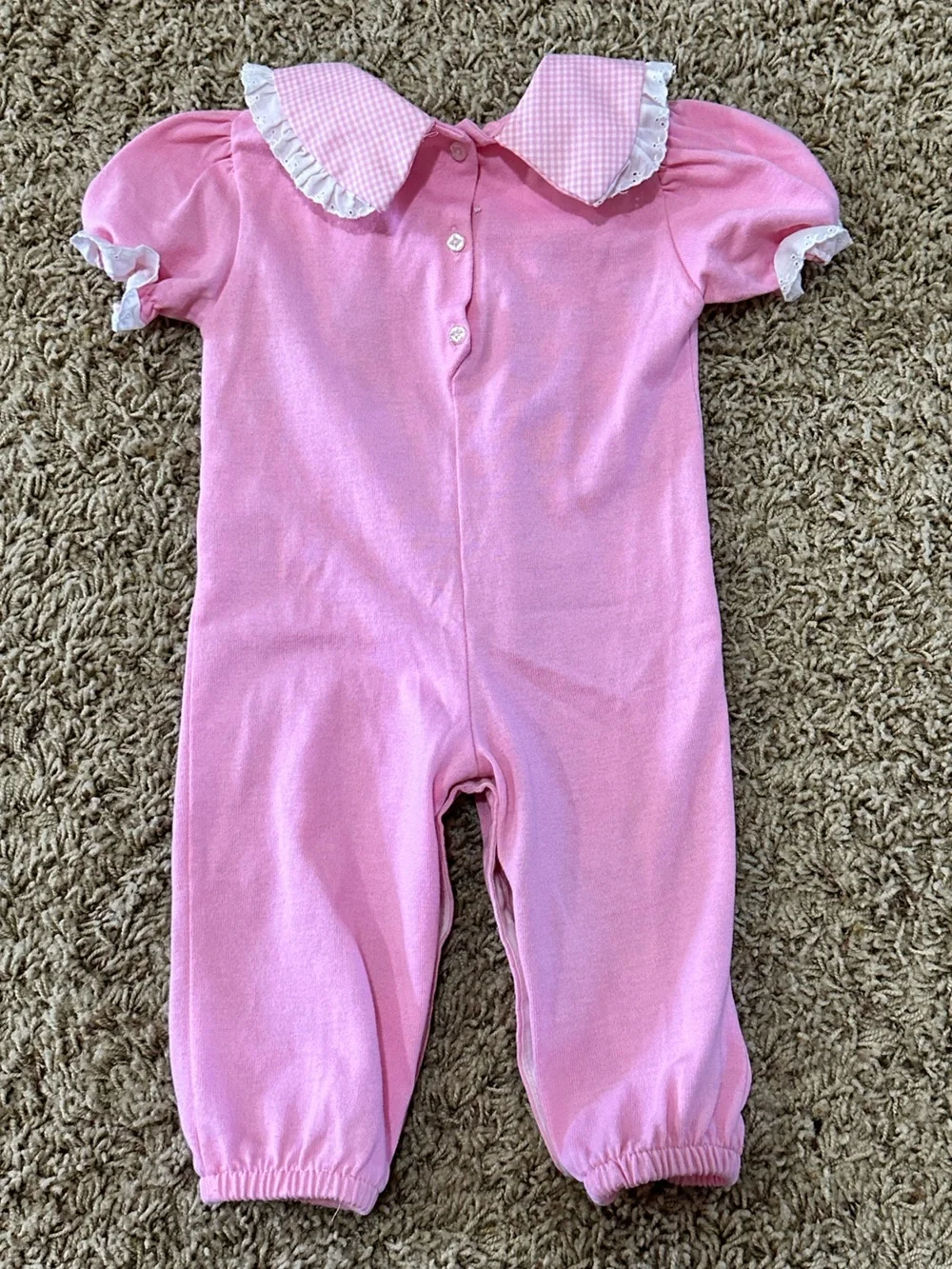 healthtex Pink Ruffle Collar One-Piece Bodysuit with ABC Applique vintage